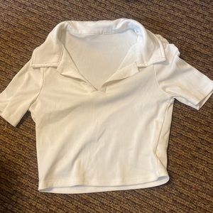 White Collared Crop Top